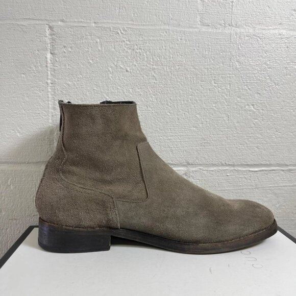 All Saints Brown Suede Ankle Boots Zip Side Men's 43 EU/10 US Made In Portugal - Picture 2 of 11